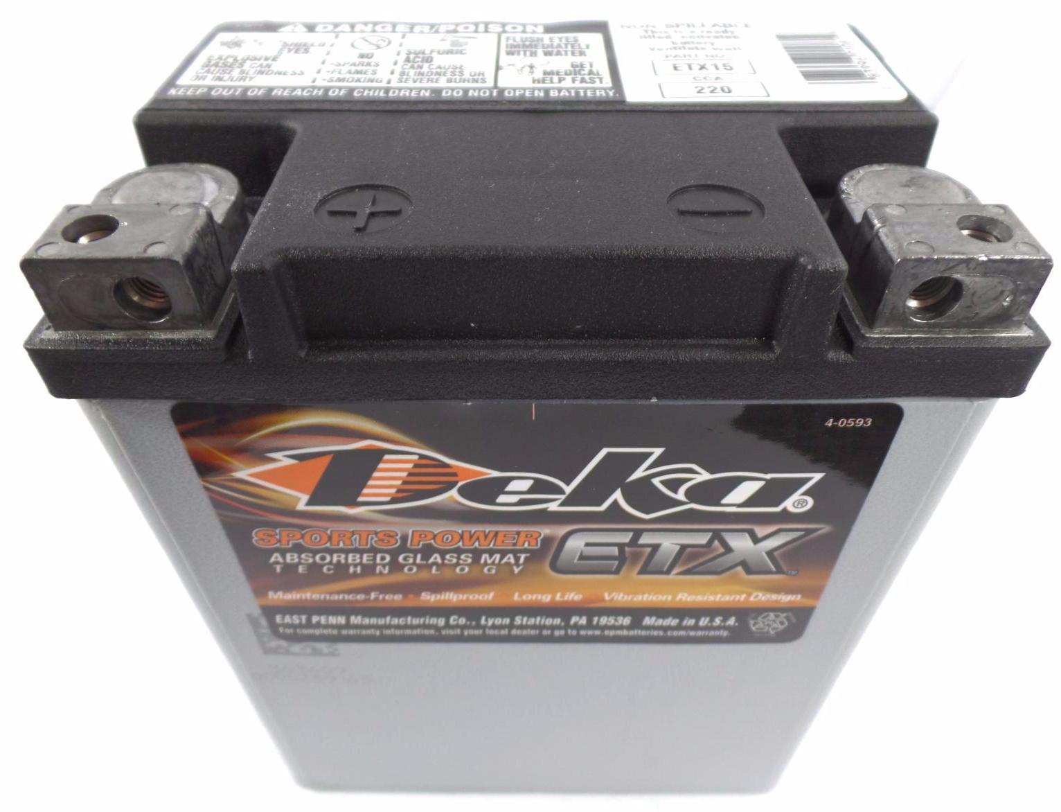 DEKA MOTORCYCLE BATTERY ETX12, ETX14, ETX15, ETX16, ETX16L, ETX18L